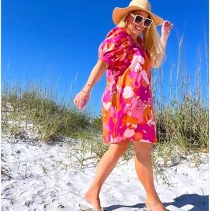 Free Assembly Floral Pink and Orange Dress